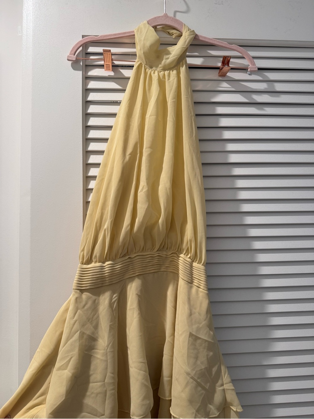 Prettylittlething- Butter cream chiffon tiered maxi dress